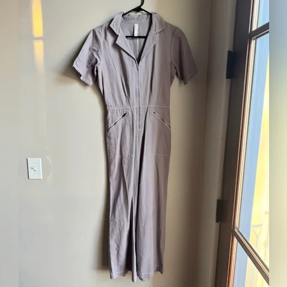 RVCA Lavender Utility Jumpsuit XS Minimalist Zip Front Workwear Scandi Boho - Picture 1 of 6